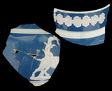 Example of imitation of expensive sprigged stonewares, particularly blue Jasper stoneware.